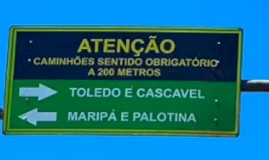 Prefeitura de Nova Santa Rosa, reforça sinalização para caminhoneiros utilizarem o Anel Viário