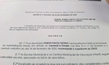 Prefeitura de Marechal Cândido Rondon decreta ponto facultativo durante o Carnaval