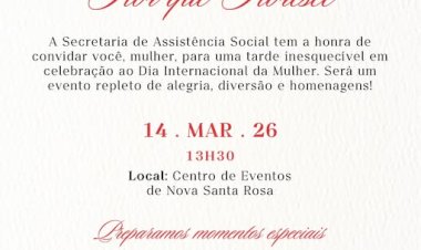 Nova Santa Rosa terá evento especial em comemoração ao Dia Internacional da Mulher