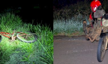 Acidente envolvendo moto, bicicleta e carro deixa dois feridos na PR-182