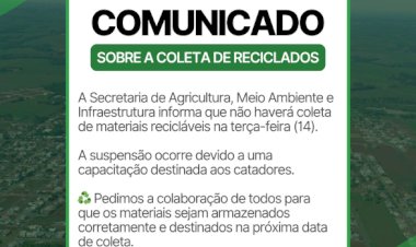 Coleta de recicláveis será suspensa na terça-feira em Nova Santa Rosa