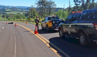 Motociclista de 21 anos  cai na pista e morre  na PR-484