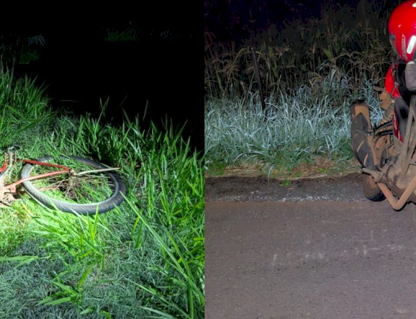Acidente envolvendo moto, bicicleta e carro deixa dois feridos na PR-182