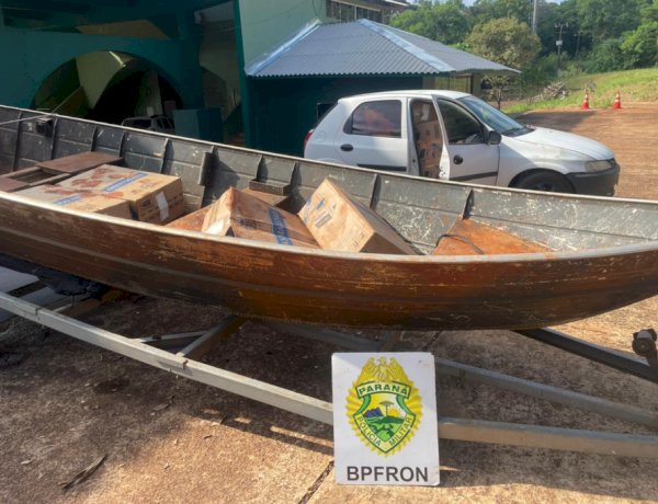 BPFRON apreende embarcação, veículo e carga de cigarros contrabandeados em Santa Helena