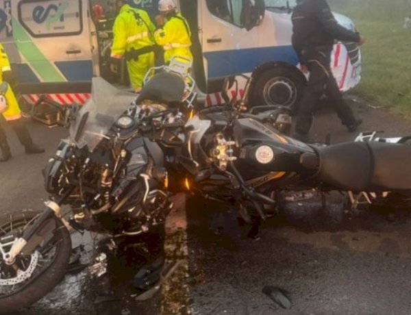 Colisão frontal na BR-277 deixa três motociclistas feridos em Laranjeiras do Sul