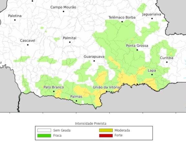 Terça-feira será de frio intenso e possibilidade de geada em várias regiões do Paraná
