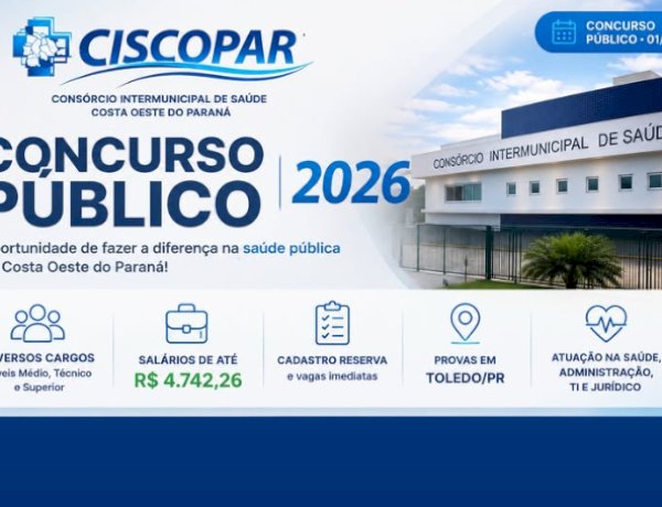 CISCOPAR abre concurso público com vagas para níveis médio, técnico e superior