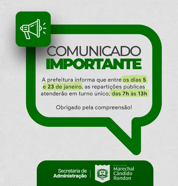 Prefeitura define horários de funcionamento das repartições públicas no fim de 2025 e início de 2026