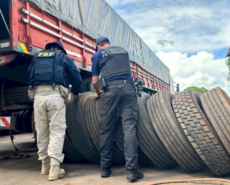 PRF flagra esquema de contrabando de pneus em borracharia às margens da BR-277, em Cascavel
