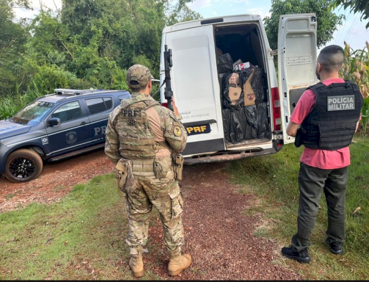 PRF e PM apreendem van carregada com cerca de 75 mil maços de cigarros contrabandeados em Toledo