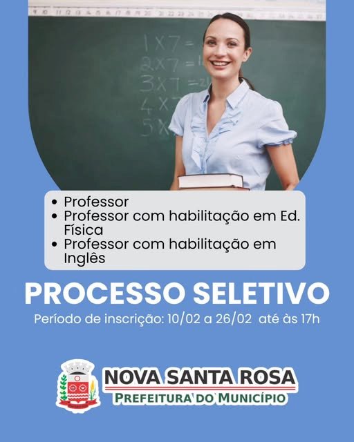 Nova Santa Rosa abre Processo Seletivo Simplificado para contratação de professores
