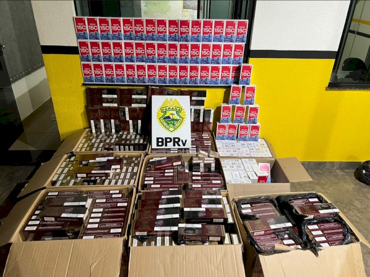 Caminhão é abordado e polícia apreende 800 pacotes de cigarros e 160 celulares em Toledo