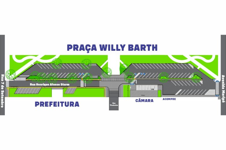 Iniciada a primeira etapa de reforma da Praça Willy Barth em Marechal Rondon