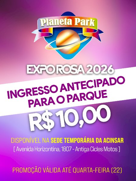 Expo Rosa 2026 terá parque de diversões com ingresso antecipado a R$ 10