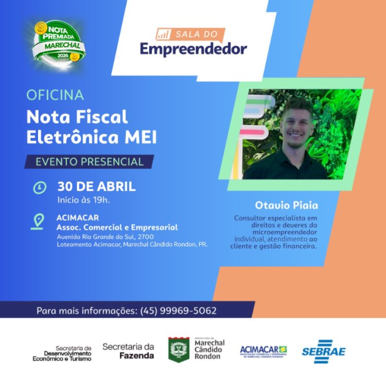 Prefeitura de Marechal Rondon promove oficina gratuita sobre Nota Fiscal Eletrônica