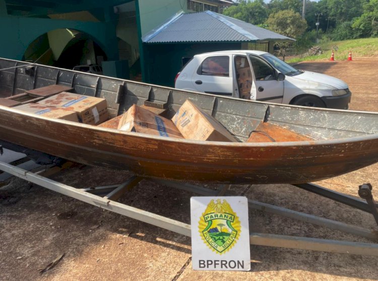 BPFRON apreende embarcação, veículo e carga de cigarros contrabandeados em Santa Helena