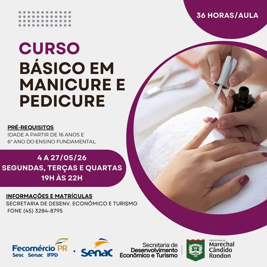 Prefeitura e Senac Marechal abrem inscrições para curso gratuito de manicure e pedicure