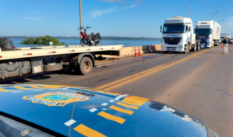 Acidente com morte é registrado na Ponte Ayrton Senna, em Guaíra, um caminhão placa de Toledo pode estar envolvido