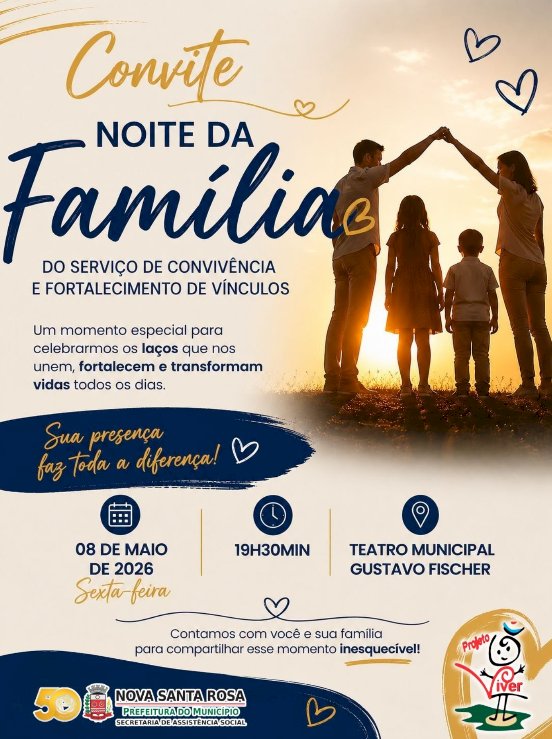 Projeto Viver promove Noite da Família em Nova Santa Rosa nesta sexta-feira