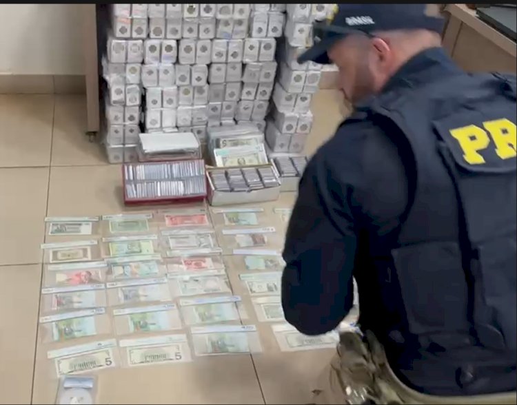 Tesouro em trânsito: PRF apreende moedas e cédulas estrangeiras na BR-277, em Cascavel