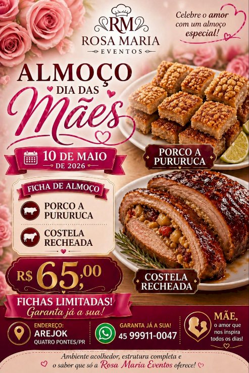 Almoço especial de Dia das Mães em Quatro Pontes promete sabor e aconchego