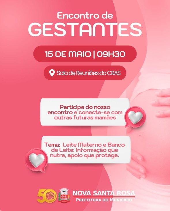 Encontro de Gestantes em Nova Santa Rosa vai abordar importância do leite materno e dos bancos de leite