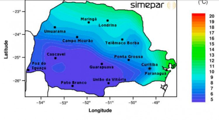 Paraná registra o amanhecer mais frio do ano e temperaturas podem cair ainda mais nesta segunda-feira