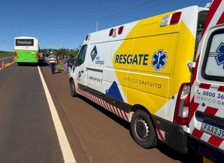 Ônibus da Saúde de Guaíra se envolve em acidente na BR-163 entre Mercedes e Marechal Rondon