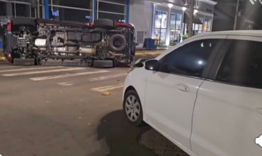 Camionete tomba em acidente na esquina da Paraná Soldas e Fiat   em Marechal