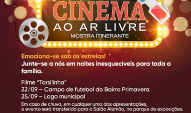 Cinema ao ar livre acontecerá nos dias 22 e 25 de setembro em Marechal Cândido Rondon