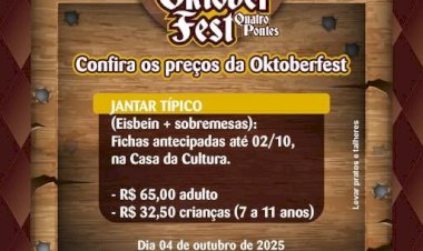Quatro Pontes realiza sua 1ª Oktoberfest com Encontro de Danças Folclóricas neste sábado