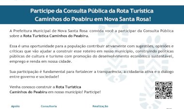 Prefeitura de Nova Santa Rosa abre Consulta Pública para Rota Turística Caminhos do Peabiru