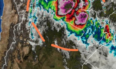 Imagens de satélite mostra  tempo girando no sentido anti-horário (agora21 horas dia 22)