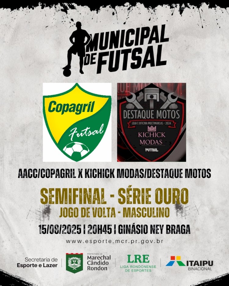 Semifinais do Municipal de Futsal decidem finalistas no ginásio Ney Braga