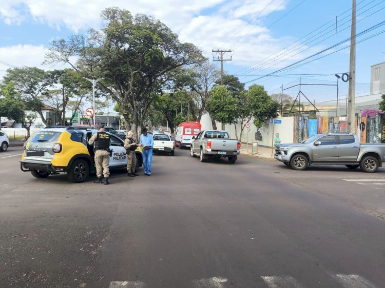 Ciclista sofre ferimentos leves em acidente no centro de Marechal Rondon