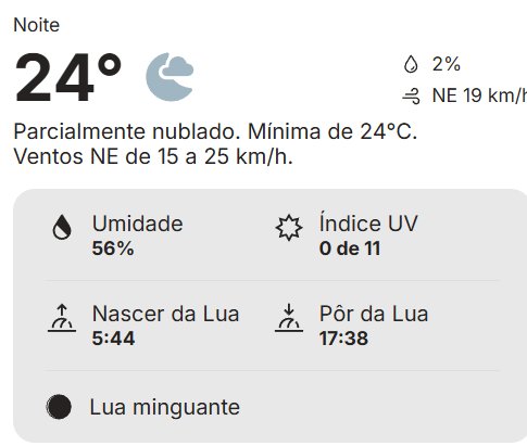 Previsão de chuva  com vento do sul a 26 km por hora e frio   segunda-feira (22)