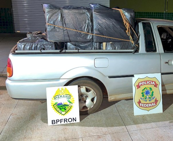 BPFRON e Polícia Federal apreendem veículo carregado com cigarros contrabandeados em Guaíra
