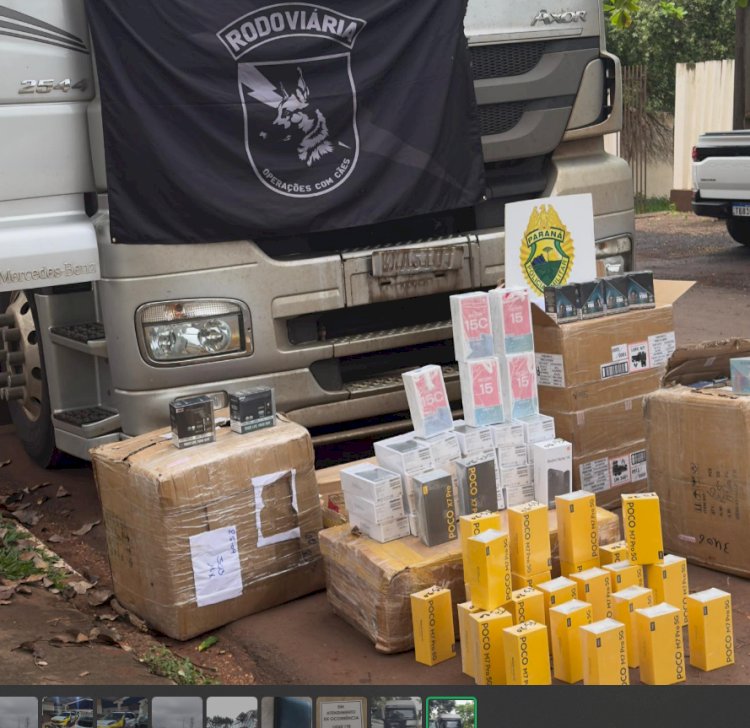 Polícia Militar apreende carga de cigarros eletrônicos e celulares contrabandeados em Guaíra