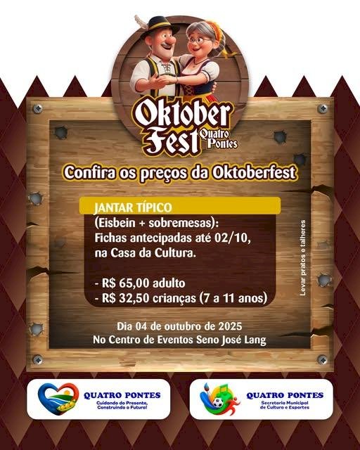 Quatro Pontes realiza sua 1ª Oktoberfest com Encontro de Danças Folclóricas neste sábado