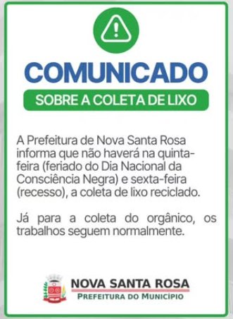 Prefeitura informa alterações na coleta de lixo nos dias 20 e 21 de novembro