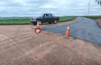 Concluída a primeira etapa da pavimentação asfáltica na Linha Bandeirantes