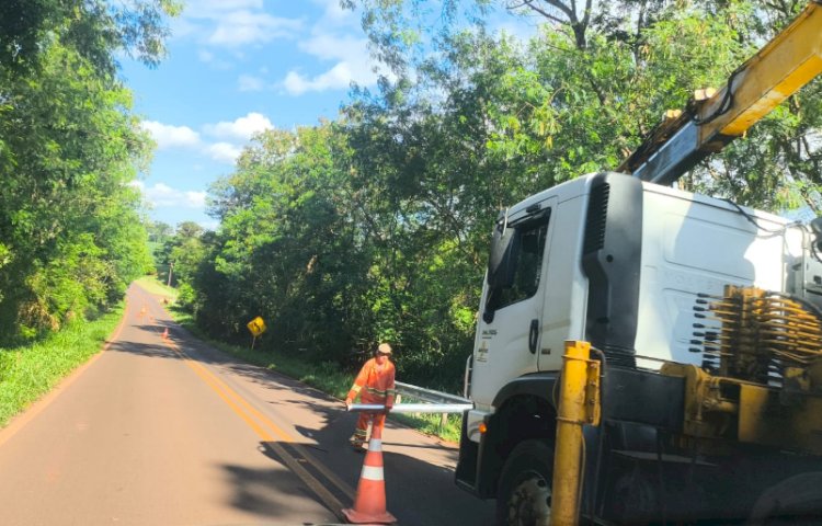 Obras provocam trânsito em meia pista na BR-491, em Nova Santa Rosa